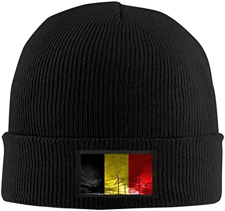 VEIMER Belgium Zászló Kötött Brimless Kalap, Mind a Férfiak, mind a Nők Téli Sapka Fekete, Egy Méret